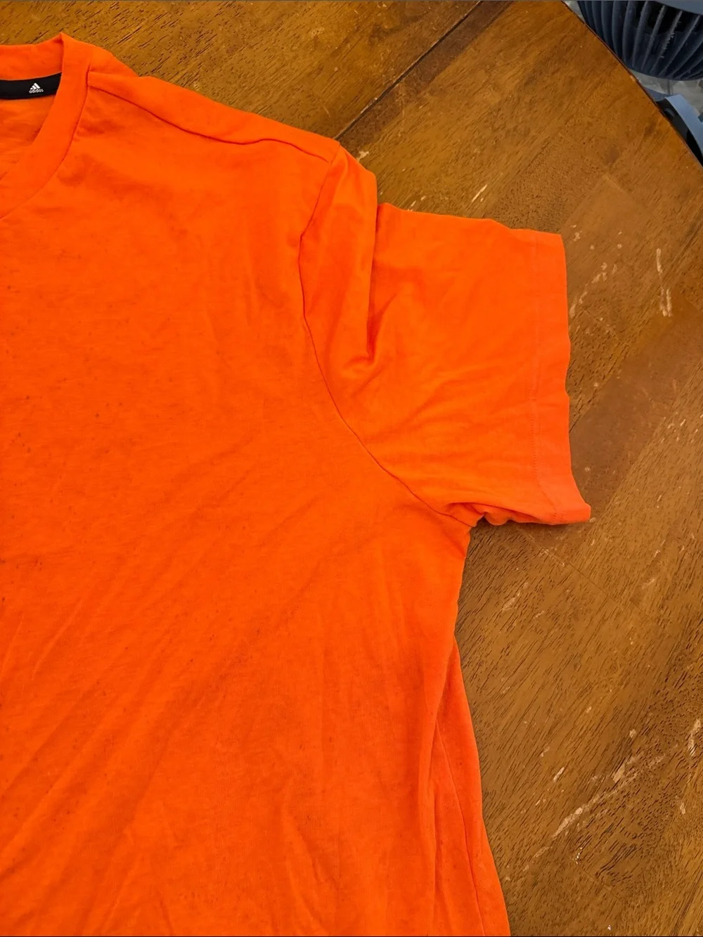 adidas Orange Short Sleeve Tee with Stacked Logo